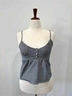 Brandy Melville Dark Blue & White Gingham Top
